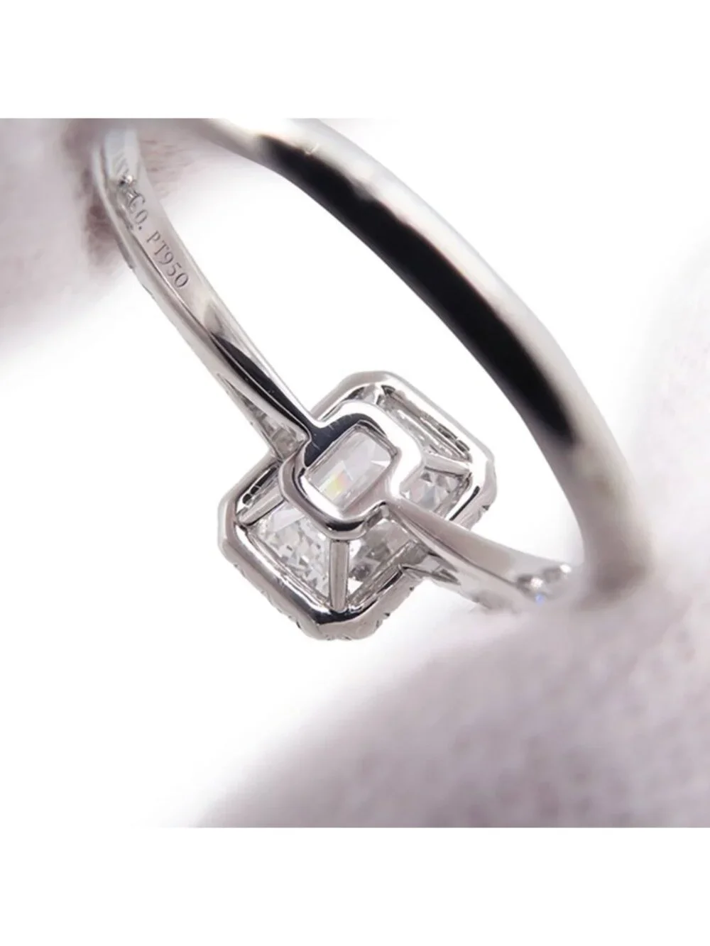 Tiffany & Co Ring Sorest Emerald Cut Diamond Medium Stone Platinum